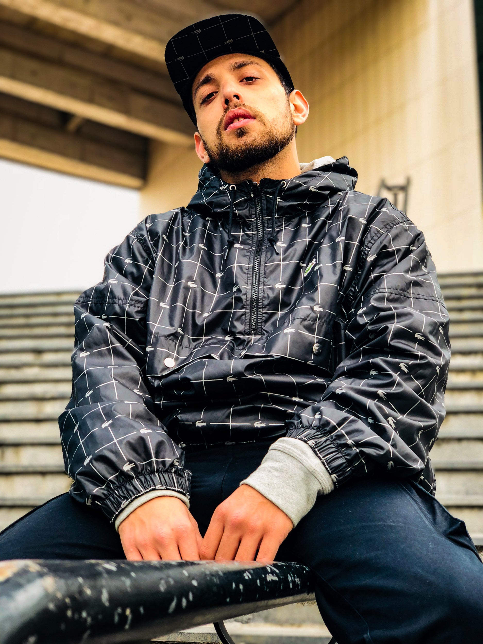 Supreme lacoste reflective grid nylon anorak black best sale